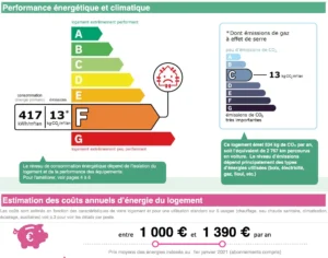 Diagnostic de performance énergétique (DPE) du logement parisien, avec classement énergétique.