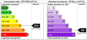Diagnostic de performance énergétique d’un appartement situé rue du Faubourg Saint-Denis à Paris 10, classé E pour la consommation énergétique et F pour les émissions de gaz à effet de serre.