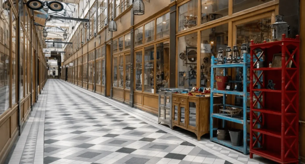 Passage du Grand-Cerf dans le quartier Montorgueil Sentier à Paris 2, galerie couverte sous verrière avec boutiques et ateliers, charme architectural du centre historique – Quality Street Immobilier