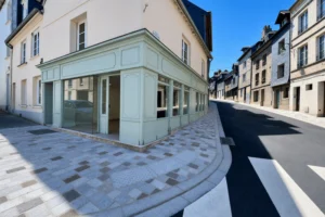 Vitrine d'angle local commercial à honfleur boutique rénovée