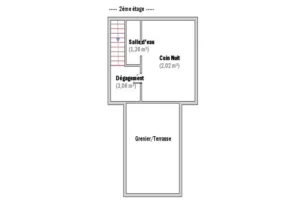 Plan partie habitation 2ème étage d'un loft mixte à Montreuil